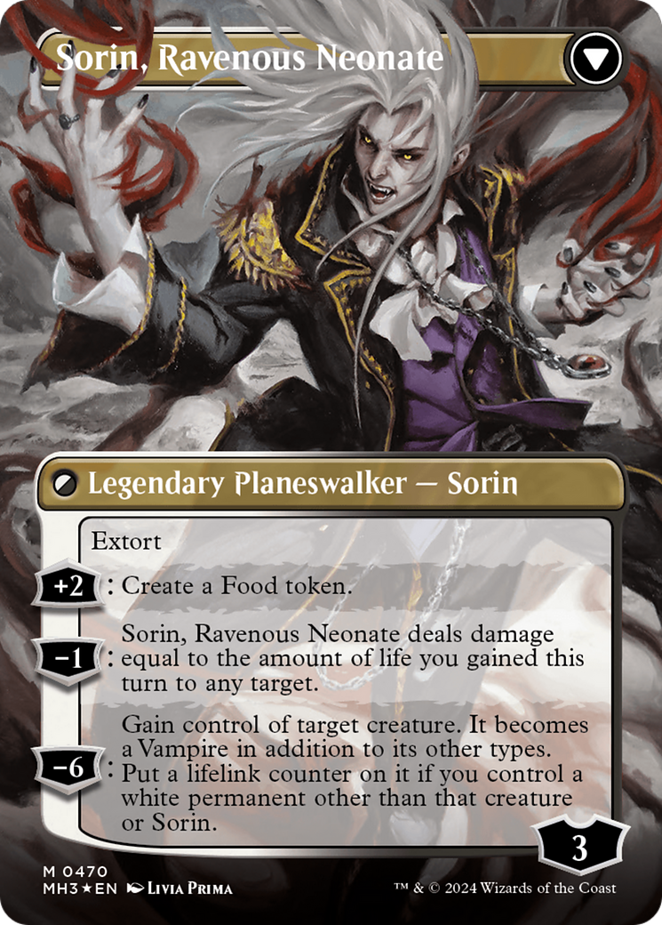 Sorin of House Markov // Sorin, Ravenous Neonate (MH3-470) - Modern Horizons 3 (Borderless) Foil - Premium MTG Single from Wizards of the Coast - Just $21.40! Shop now at Game Crave Tournament Store