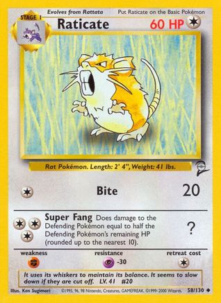 Raticate 58/130 - Base Set 2