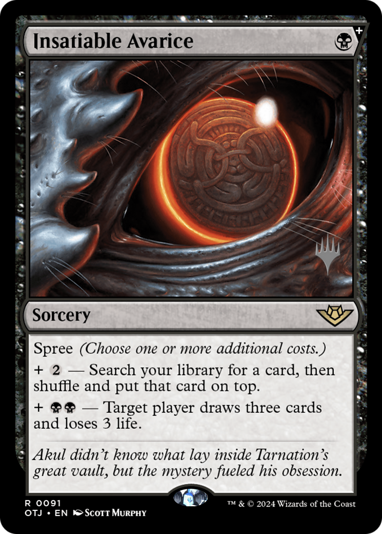 Insatiable Avarice (POTJ-91P) - Outlaws of Thunder Junction Promos - Premium MTG Single from Wizards of the Coast - Just $3.33! Shop now at Game Crave Tournament Store