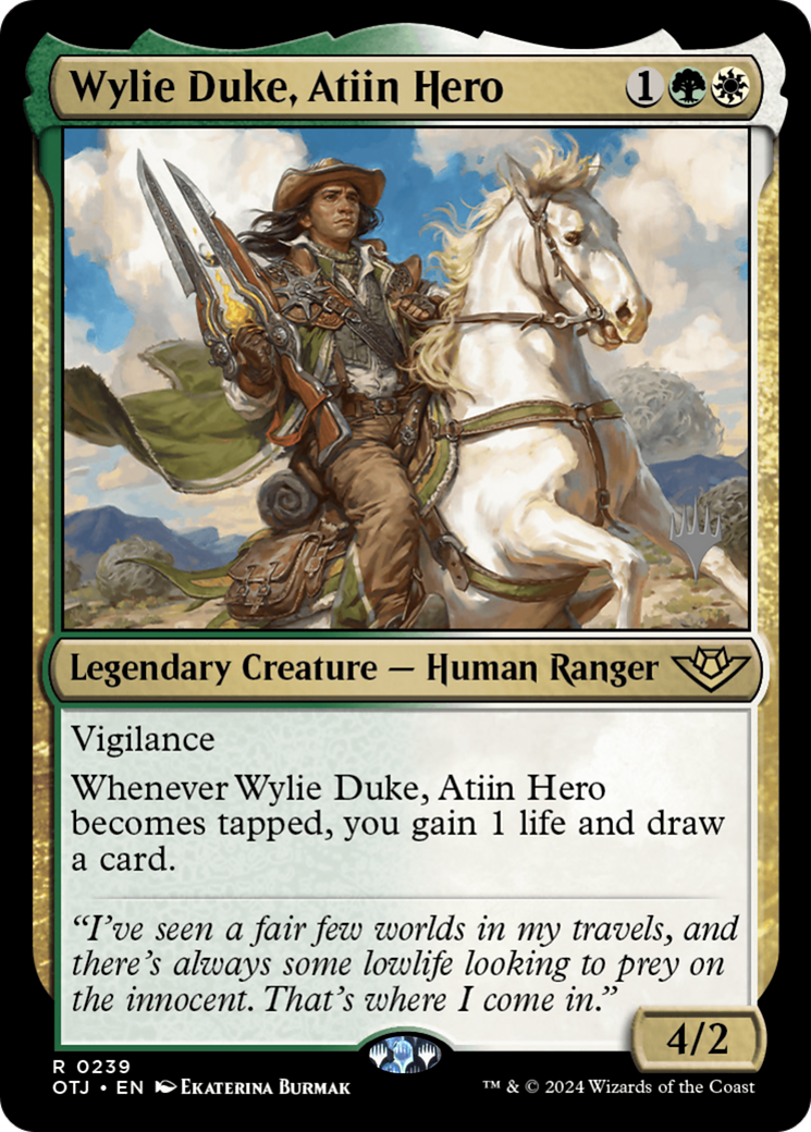 Wylie Duke, Atiin Hero (POTJ-239P) - Outlaws of Thunder Junction Promos - Premium MTG Single from Wizards of the Coast - Just $0.38! Shop now at Game Crave Tournament Store