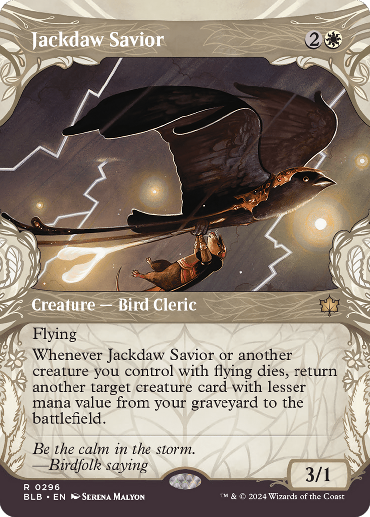 Jackdaw Savior (BLB-296) - Bloomburrow: (Showcase) Foil - Premium MTG Single from Wizards of the Coast - Just $0.66! Shop now at Game Crave Tournament Store