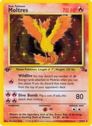 Moltres 12/62 - Fossil 1st Edition Holofoil