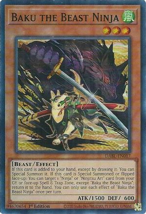Baku the Beast Ninja (DABL-EN017) - Darkwing Blast 1st Edition - Premium Yugioh Single from Konami - Just $0.23! Shop now at Game Crave Tournament Store