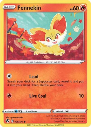 Fennekin 25/195 - Silver Tempest Reverse Holofoil