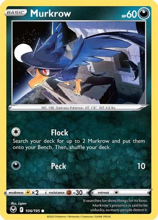 Murkrow 106/195 - Silver Tempest Reverse Holofoil