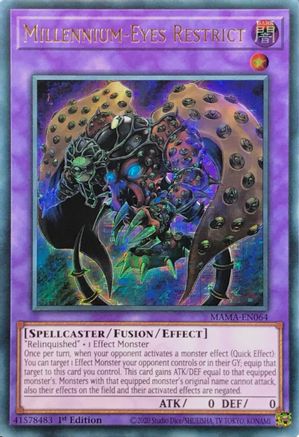 Millennium-Eyes Restrict (Ultra Pharaoh's Rare) (MAMA-EN064) - Magnificent Mavens 1st Edition - Premium Yugioh Single from Konami - Just $69.47! Shop now at Game Crave Tournament Store