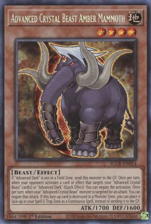Advanced Crystal Beast Amber Mammoth (BLCR-EN014) - Battles of Legend: Crystal Revenge 1st Edition - Premium Yugioh Single from Konami - Just $0.25! Shop now at Game Crave Tournament Store