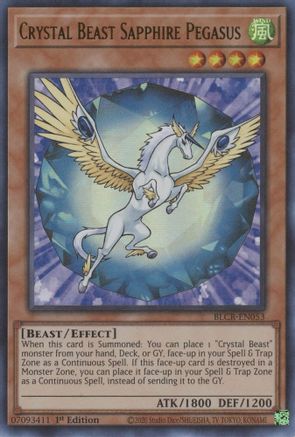 Crystal Beast Sapphire Pegasus (BLCR-EN053) - Battles of Legend: Crystal Revenge 1st Edition - Premium Yugioh Single from Konami - Just $0.25! Shop now at Game Crave Tournament Store