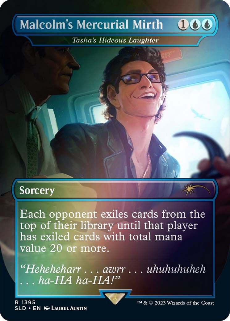 Tasha's Hideous Laughter (SLD-1395★) - Secret Lair Drop / Malcolm's Mercurial Mirth (Borderless) Foil - Premium MTG Single from Wizards of the Coast - Just $7.34! Shop now at Game Crave Tournament Store
