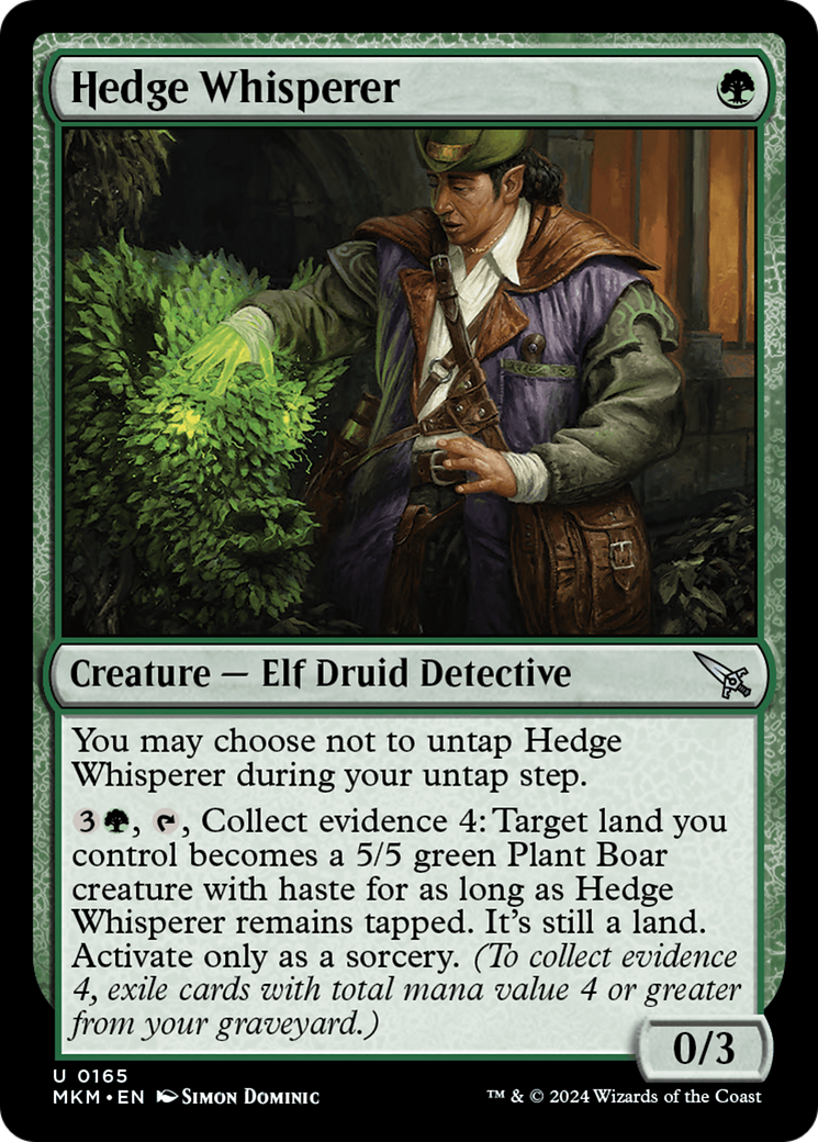 Hedge Whisperer (MKM-165) - Murders at Karlov Manor - Premium MTG Single from Wizards of the Coast - Just $0.24! Shop now at Game Crave Tournament Store