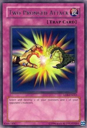 Two-Pronged Attack (LOB-EN061) - Legend of Blue Eyes White Dragon (Worldwide English) Unlimited - Premium Yugioh Single from Konami - Just $0.60! Shop now at Game Crave Tournament Store
