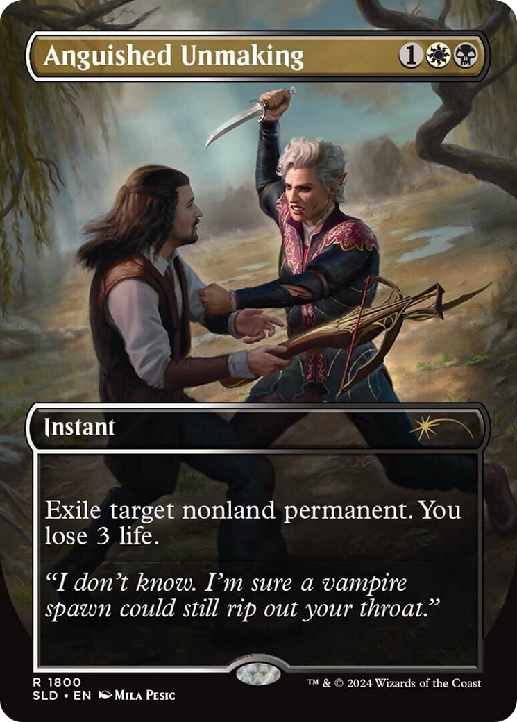 Anguished Unmaking (SLD-1800) - Secret Lair Drop (Borderless) - Premium MTG Single from Wizards of the Coast - Just $4! Shop now at Game Crave Tournament Store