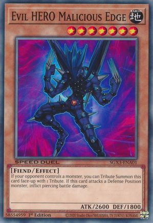 Evil HERO Malicious Edge (SGX3-ENA01) - Speed Duel GX: Duelists of Shadows 1st Edition - Premium Yugioh Single from Konami - Just $0.26! Shop now at Game Crave Tournament Store
