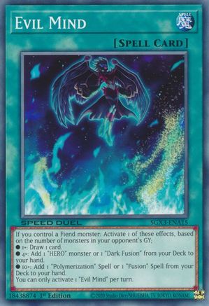 Evil Mind (SGX3-ENA15) - Speed Duel GX: Duelists of Shadows 1st Edition - Premium Yugioh Single from Konami - Just $0.25! Shop now at Game Crave Tournament Store
