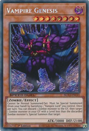 Vampire Genesis (Secret Rare) (SGX3-ENC01) - Speed Duel GX: Duelists of Shadows 1st Edition - Premium Yugioh Single from Konami - Just $0.53! Shop now at Game Crave Tournament Store