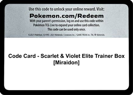 Code Card - Scarlet & Violet Elite Trainer Box [Miraidon] - SV01 Scarlet & Violet Base Set