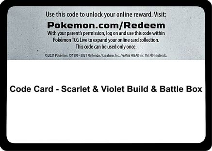 Code Card - Scarlet & Violet Build & Battle Box - SV01 Scarlet & Violet Base Set