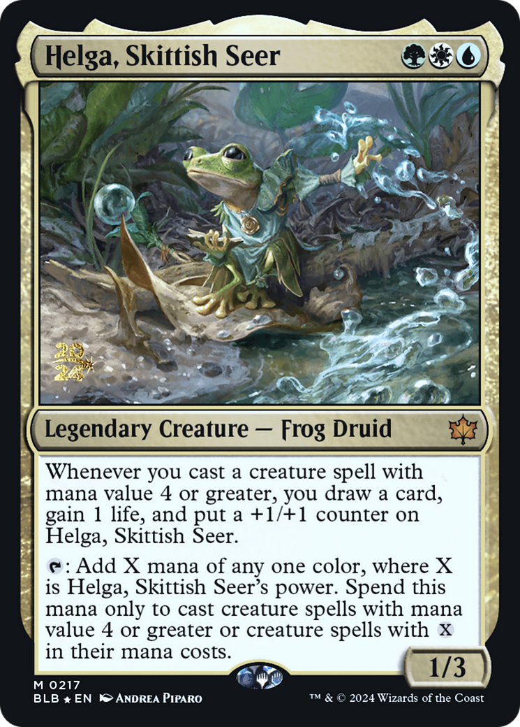 Helga, Skittish Seer (PBLB-217S) - Bloomburrow Promos Foil - Premium MTG Single from Wizards of the Coast - Just $3.52! Shop now at Game Crave Tournament Store