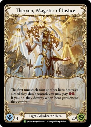 Theryon, Magister of Justice (JDC008) - Flesh and Blood: Promo Cards Rainbow Foil