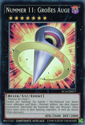 Number 11: Big Eye (German) - "Nummer 11: Großes Auge" (AC14-DE017) - Advent Calendar 2014 (Adventskalender ZEXAL-Edition) Limited - Premium Yugioh Single from Konami - Just $6.66! Shop now at Game Crave Tournament Store