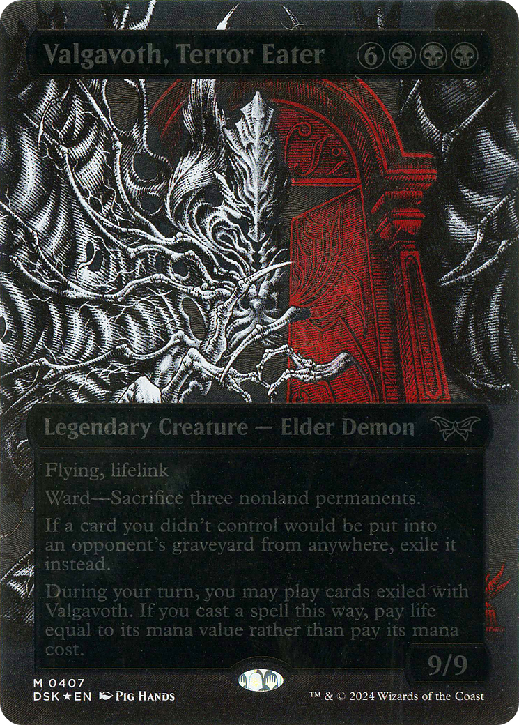 Valgavoth, Terror Eater (DSK-407) - Duskmourn: House of Horror: (Showcase) (Borderless) Foil - Premium MTG Single from Wizards of the Coast - Just $113.32! Shop now at Game Crave Tournament Store