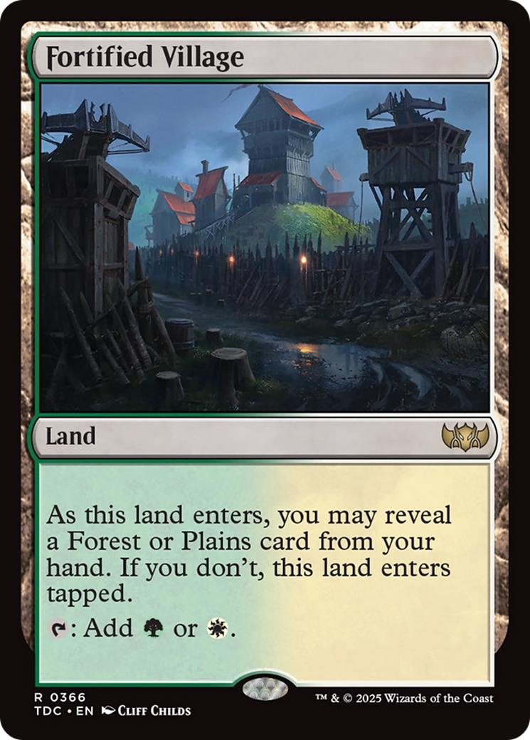 Fortified Village (TDC-366) - Tarkir: Dragonstorm Commander - Premium MTG Single from Wizards of the Coast - Just $0.08! Shop now at Game Crave Tournament Store