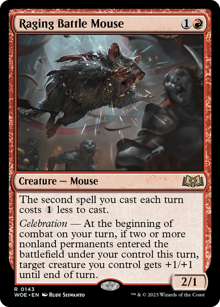 Raging Battle Mouse (WOE-143) - Wilds of Eldraine Foil - Premium MTG Single from Wizards of the Coast - Just $0.25! Shop now at Game Crave Tournament Store