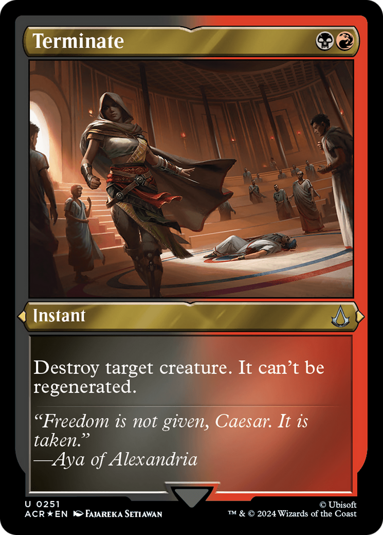 Terminate (ACR-251) - Assassin's Creed Etched Foil - Premium MTG Single from Wizards of the Coast - Just $1.41! Shop now at Game Crave Tournament Store