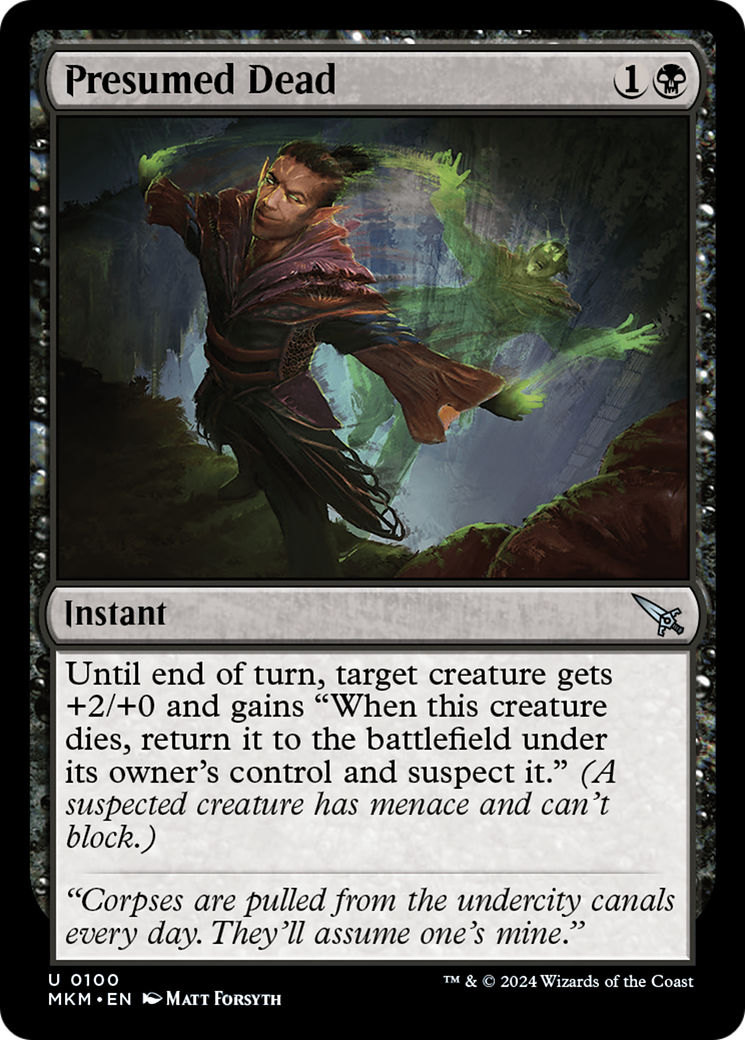 Presumed Dead (MKM-100) - Murders at Karlov Manor Foil - Premium MTG Single from Wizards of the Coast - Just $0.25! Shop now at Game Crave Tournament Store