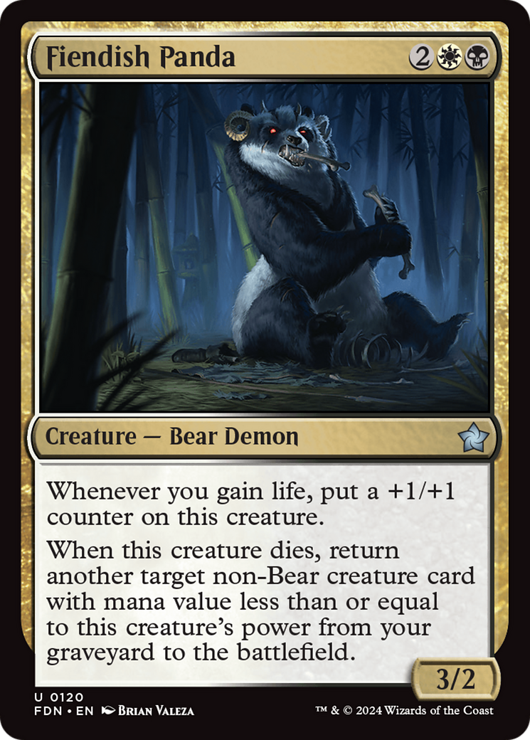 Fiendish Panda (FDN-120) - Foundations - Premium MTG Single from Wizards of the Coast - Just $0.25! Shop now at Game Crave Tournament Store