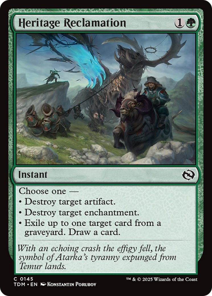 Heritage Reclamation (TDM-145) - Tarkir: Dragonstorm Foil - Premium MTG Single from Wizards of the Coast - Just $0.10! Shop now at Game Crave Tournament Store