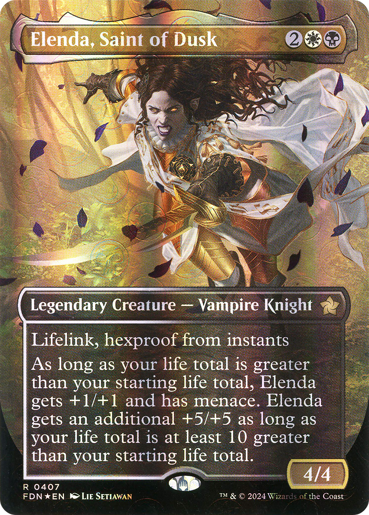 Elenda, Saint of Dusk (FDN-407) - Foundations (Borderless) Foil - Premium MTG Single from Wizards of the Coast - Just $13.64! Shop now at Game Crave Tournament Store