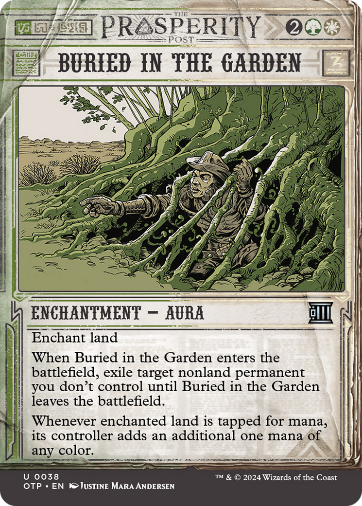 Buried in the Garden (OTP-038) - Breaking News: (Showcase) (Borderless) - Premium MTG Single from Wizards of the Coast - Just $0.25! Shop now at Game Crave Tournament Store