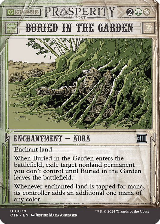Buried in the Garden (OTP-038) - Breaking News: (Showcase) (Borderless) - Premium MTG Single from Wizards of the Coast - Just $0.25! Shop now at Game Crave Tournament Store