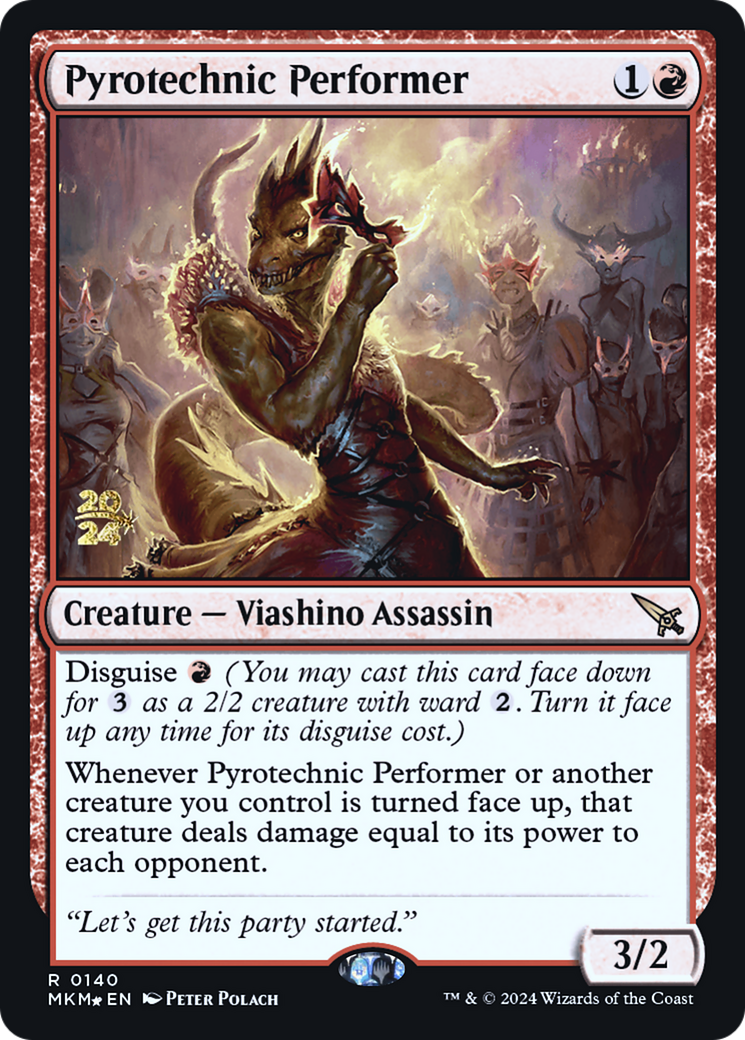 Pyrotechnic Performer (PMKM-140S) - Murders at Karlov Manor Promos Foil - Premium MTG Single from Wizards of the Coast - Just $0.49! Shop now at Game Crave Tournament Store