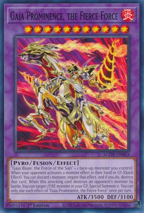 Gaia Prominence, the Fierce Force (AGOV-EN033) - Age of Overlord 1st Edition - Premium Yugioh Single from Konami - Just $0.25! Shop now at Game Crave Tournament Store