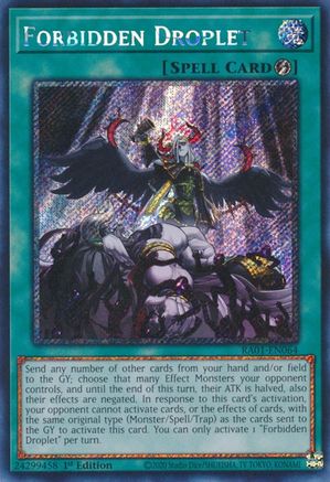 Forbidden Droplet (Platinum Secret Rare) (RA01-EN064) - 25th Anniversary Rarity Collection 1st Edition - Premium Yugioh Single from Konami - Just $10.58! Shop now at Game Crave Tournament Store