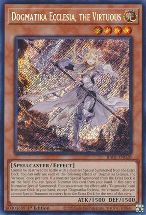 Dogmatika Ecclesia, the Virtuous (Secret Rare) (RA01-EN020) - 25th Anniversary Rarity Collection 1st Edition - Premium Yugioh Single from Konami - Just $0.37! Shop now at Game Crave Tournament Store