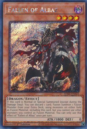 Fallen of Albaz (Platinum Secret Rare) (RA01-EN021) - 25th Anniversary Rarity Collection 1st Edition - Premium Yugioh Single from Konami - Just $2.59! Shop now at Game Crave Tournament Store