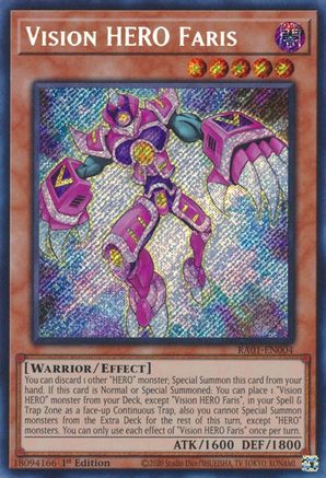 Vision HERO Faris (Secret Rare) (RA01-EN004) - 25th Anniversary Rarity Collection 1st Edition - Premium Yugioh Single from Konami - Just $0.26! Shop now at Game Crave Tournament Store