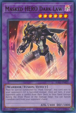 Masked HERO Dark Law (UR) (RA01-EN025) - 25th Anniversary Rarity Collection 1st Edition - Premium Yugioh Single from Konami - Just $0.25! Shop now at Game Crave Tournament Store