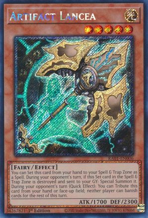 Artifact Lancea (Platinum Secret Rare) (RA01-EN006) - 25th Anniversary Rarity Collection 1st Edition - Premium Yugioh Single from Konami - Just $8.06! Shop now at Game Crave Tournament Store