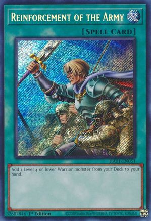 Reinforcement of the Army (Secret Rare) (RA01-EN051) - 25th Anniversary Rarity Collection 1st Edition - Premium Yugioh Single from Konami - Just $0.94! Shop now at Game Crave Tournament Store