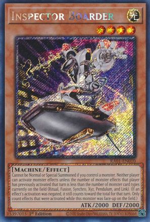 Inspector Boarder (Platinum Secret Rare) (RA01-EN010) - 25th Anniversary Rarity Collection 1st Edition - Premium Yugioh Single from Konami - Just $0.39! Shop now at Game Crave Tournament Store