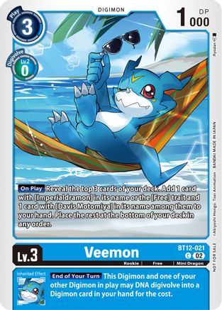 Veemon (NYCC 2023 Demo Deck) (BT12-021) - Across Time - Premium Digimon Single from Bandai - Just $0.07! Shop now at Game Crave Tournament Store