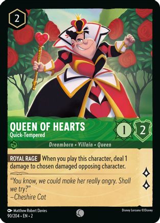 Queen of Hearts - Quick-Tempered (90/204) - Rise of the Floodborn Cold Foil - Premium Lorcana Single from Disney - Just $0.08! Shop now at Game Crave Tournament Store