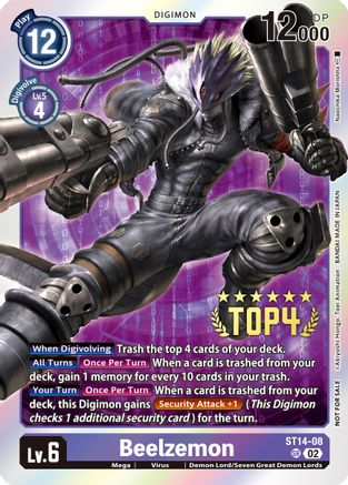 Beelzemon (Digimon 3-On-3 Top 4) (ST14-08) - Starter Deck 14: Beelzemon Advanced Deck Set Foil - Premium Digimon Single from Bandai - Just $28.22! Shop now at Game Crave Tournament Store