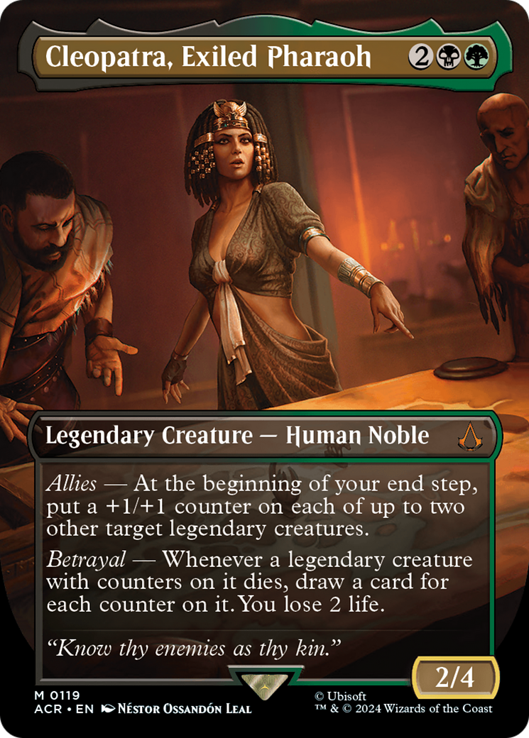 Cleopatra, Exiled Pharaoh (ACR-119) - Assassin's Creed (Borderless) - Premium MTG Single from Wizards of the Coast - Just $4.69! Shop now at Game Crave Tournament Store