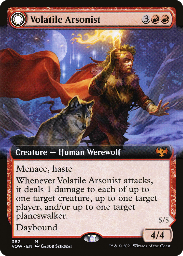 Volatile Arsonist // Dire-Strain Anarchist (VOW-382) - Innistrad: Crimson Vow: (Extended Art, Double Faced Transform) - Premium MTG Single from Wizards of the Coast - Just $0.26! Shop now at Game Crave Tournament Store