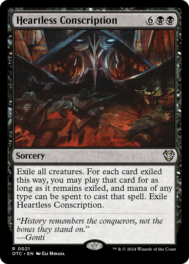 Heartless Conscription (OTC-021) - Outlaws of Thunder Junction Commander - Premium MTG Single from Wizards of the Coast - Just $1.26! Shop now at Game Crave Tournament Store